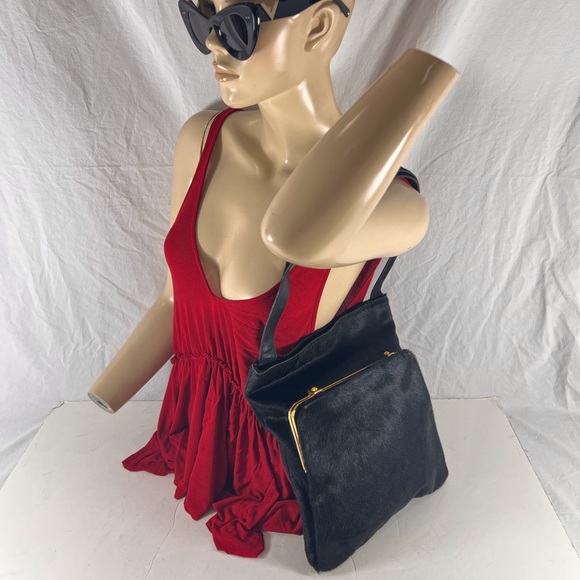 GIANNI VERSACE Rare Authentic Couture Medusa Black Calf Hair Made in Italy - Picture 17 of 17